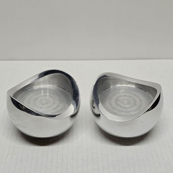 Nambe Lasso Candle Holder MCM 6176 Neil Cohen Vintage 1998 Metal Pair - Picture 1 of 9